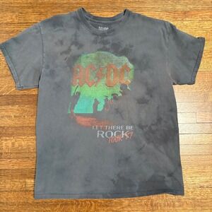 ACDC Let There Be Rock Tour Tie Dye‎ T-Shirt Gray Size M